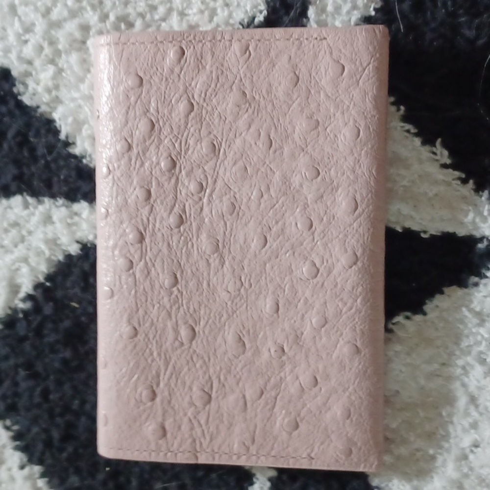 Gianni Versace Genuine Ostrich Blush Pink Card Wallet - Picture 2 of 7